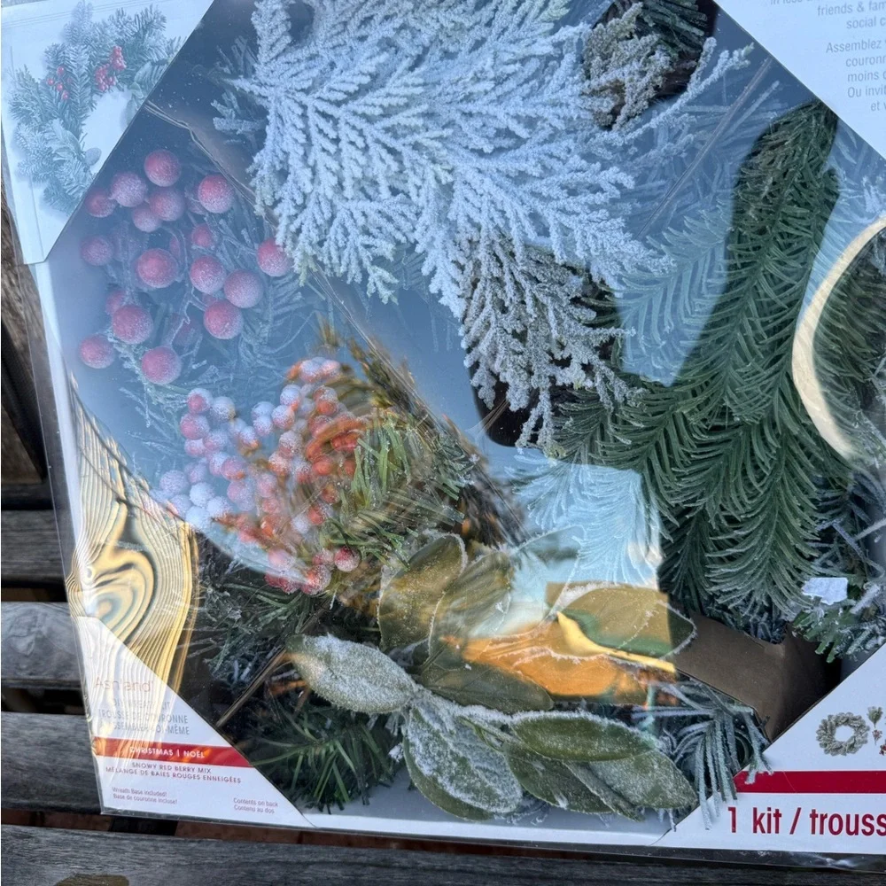 Ashland Frosted Holiday Wreath Kit with Red and Green Accents